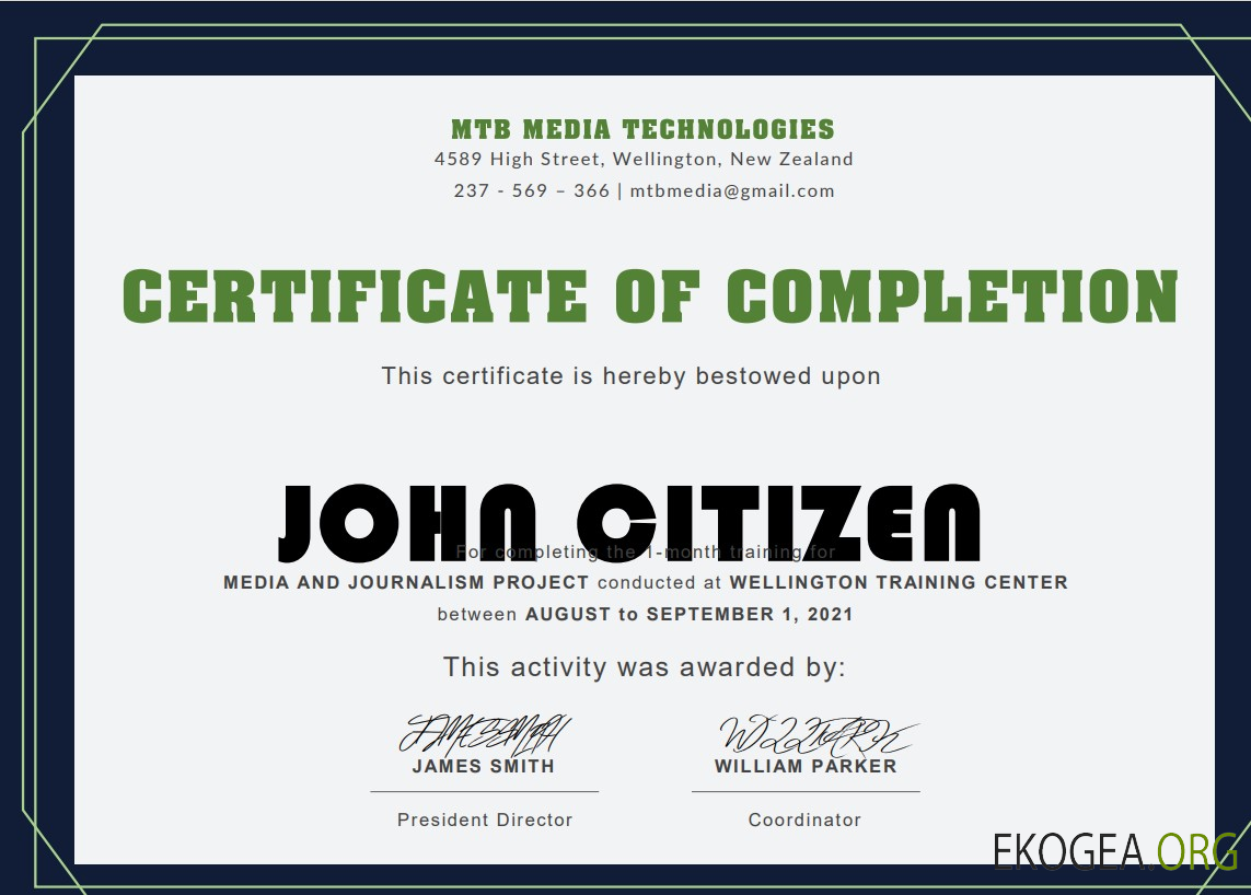 Modèle de certificat de formation aux États Unis au format Word et PDF